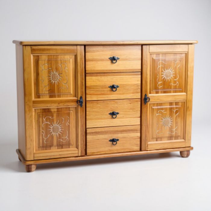 KOMODA DREWNIANA DUŻA - rzeźbiona z drewna sosnowego UNIKAT