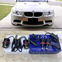 Bmw e90 e87 e60 led angel eyes brancos lux 160w farois bixenon novos