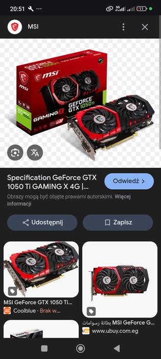 GeForce MSI GTX 1050 ti 4 GB ddr5 gaming
