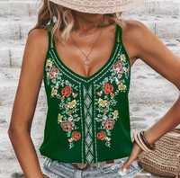 Bluzka damska top boho kwiaty NOWA 36 38 S M 40 42 kwiatowy wzór