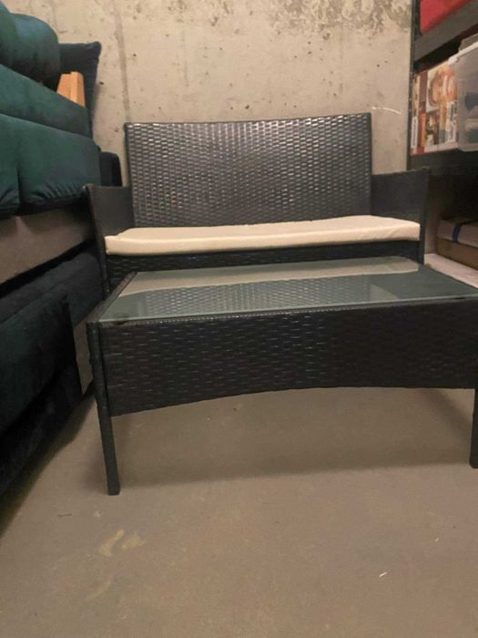 Tarasowy zestaw ogrodowy z poduszkami 1stolik 1 kanapa grafit Gdańsk