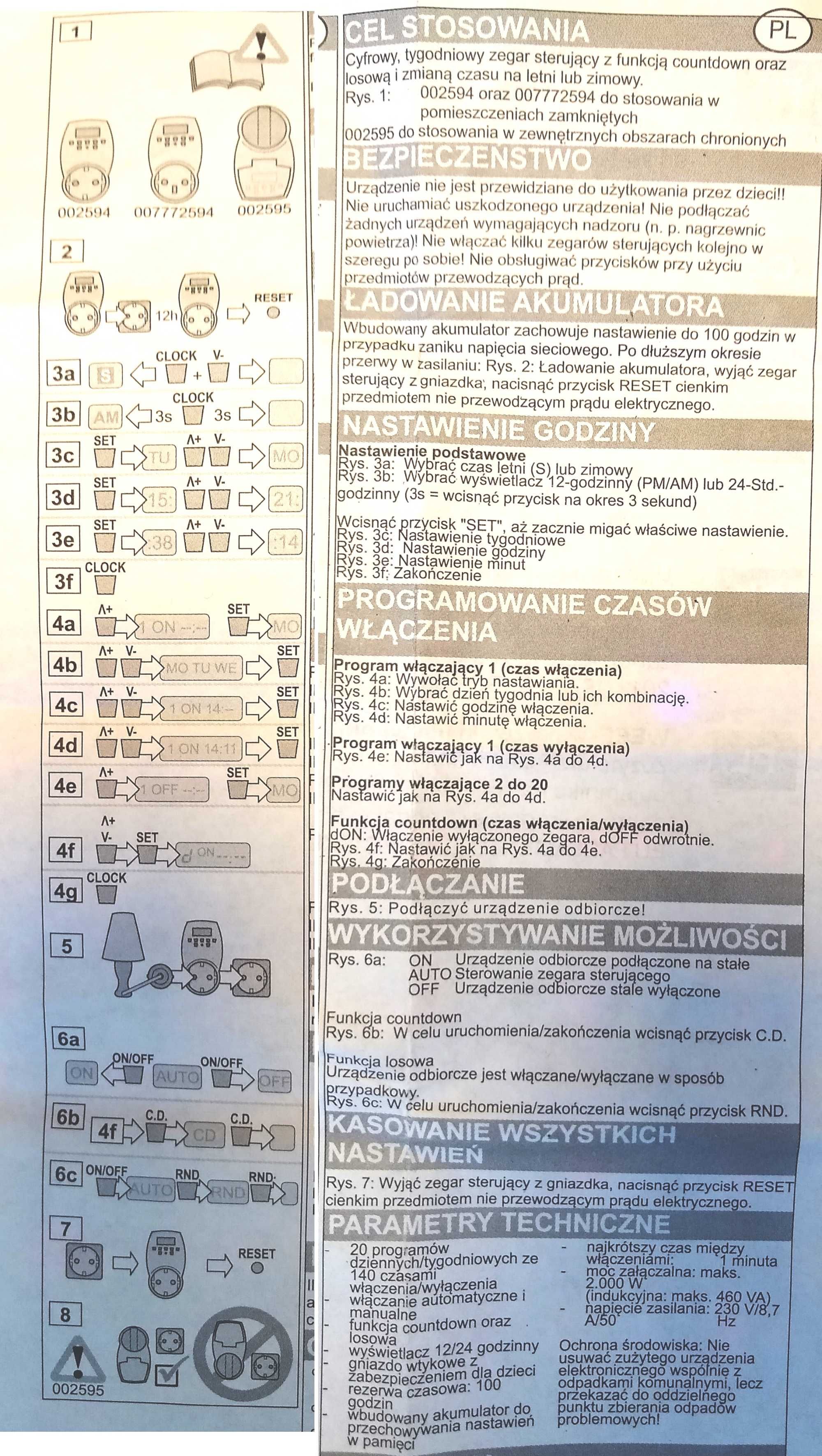 Programator czasowy tygodniowy lato-zima z LCD