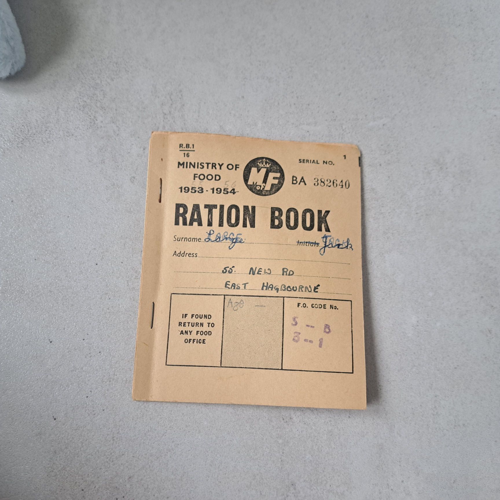 Ksiazka racji żywnościowych Ration Book 1953 kartki na żywność