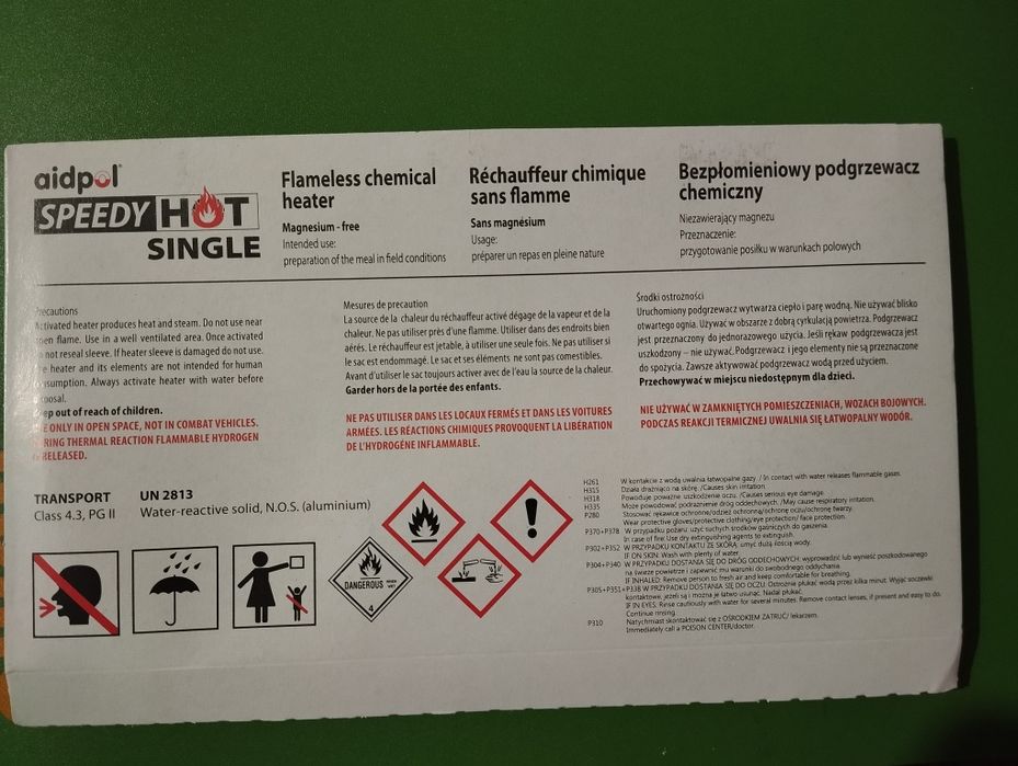 Bezpłomieniowy podgrzewacz chemiczny