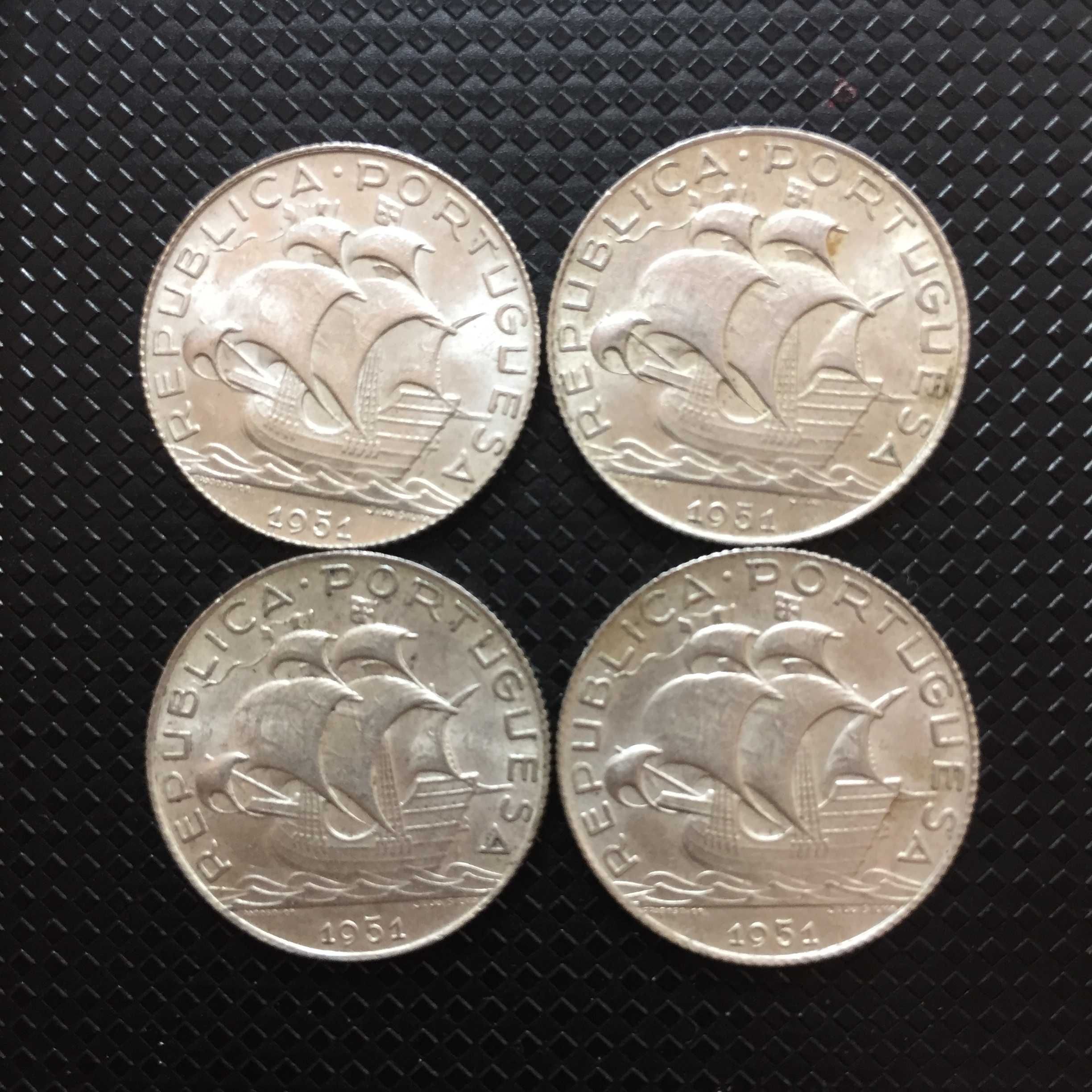 LOTE - 4 moedas 2,50 escudos 1951 - prata