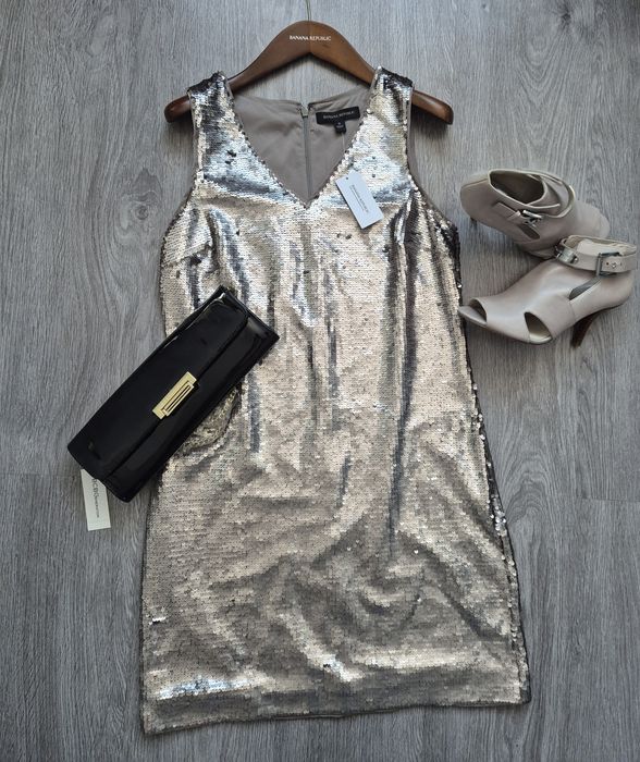 Nowa wieczorowa cekinowa sukienka damska  34 36 banana republic