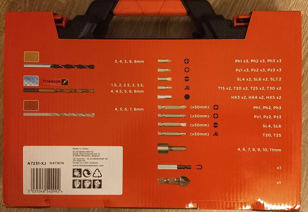 NA PREZENT Zestaw BLACK+DECKER 76 elementów wiertła+bity+nasadki. Nowy