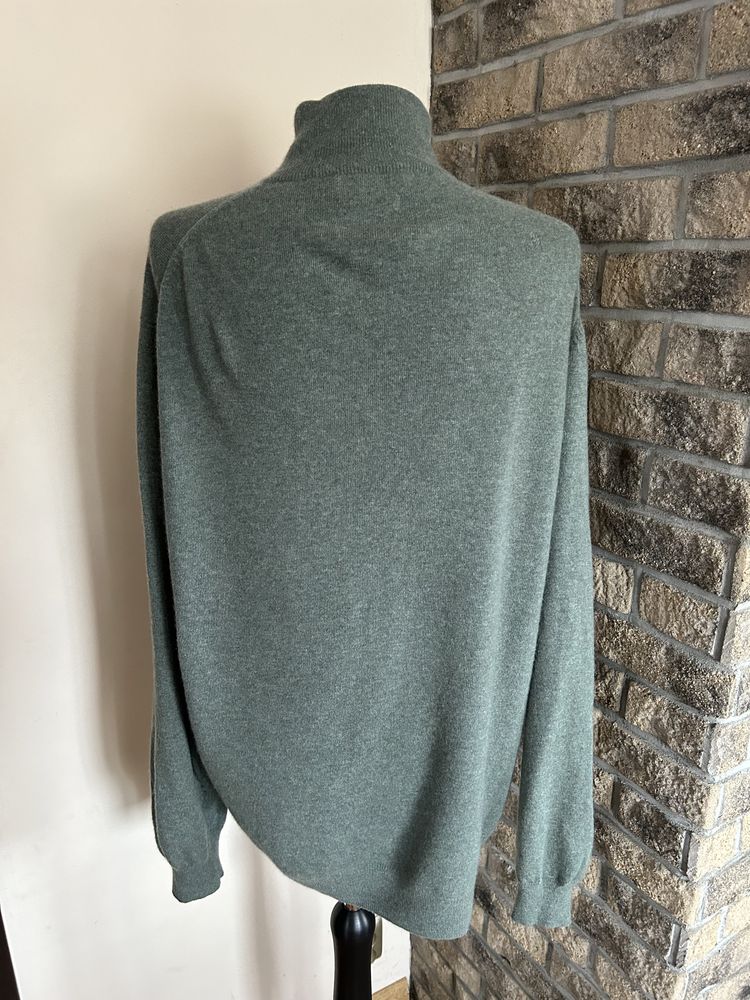 Zielony wełniany kaszmirowy rozpinany sweter rozmiar XXL