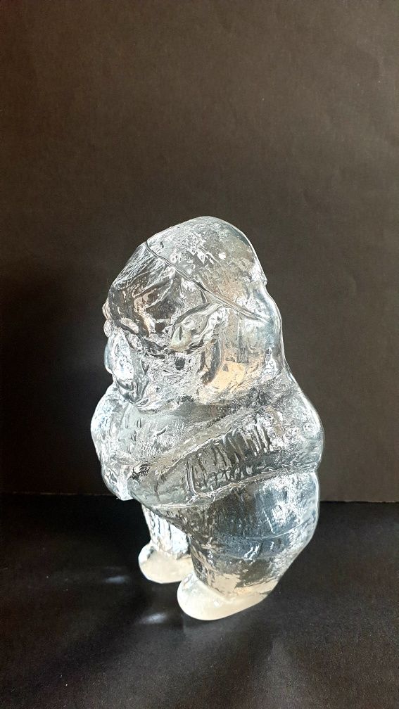 Szklana figurka duża Troll Bergdala rzeźba przycisk do papieru