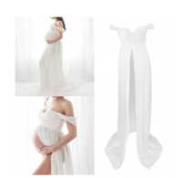 Biała suknia do sesji ciążowej