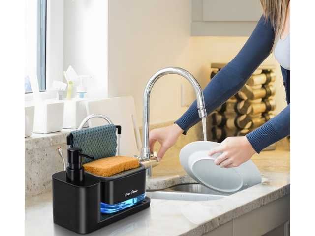 Zestaw Organizer Do Kuchni Dozownik Do Mydła Na Płyn Do Naczyń Pompką