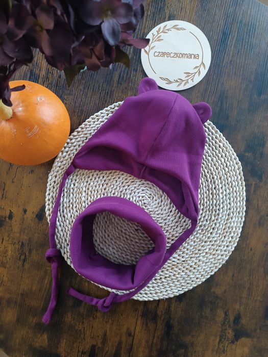 Komplet jesienny handmade czapka wiazana z kominem