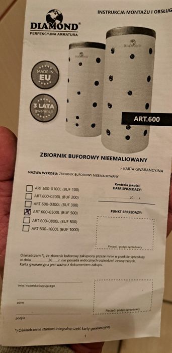 Sprzedam nowy zbiornik 500l bufor