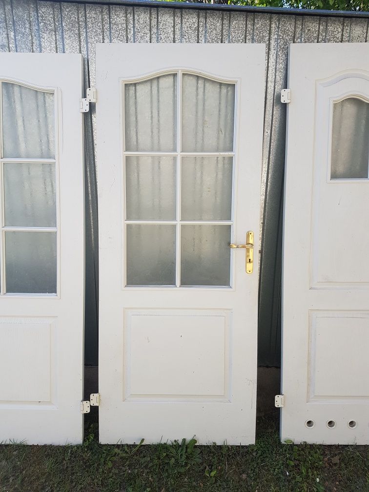 Drzwi drewniane 3 szt. PRAWE LEWE 80P 80L 60L Białe przeszklone