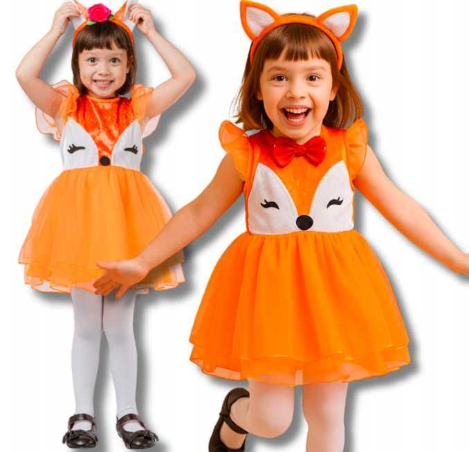Strój lisa kostium dla dziewczynki bal jesieni leśne zwierzęta 92/104