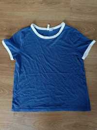 koszulka basic zwykła niebieska oldschool t-shirt tshirt h&m