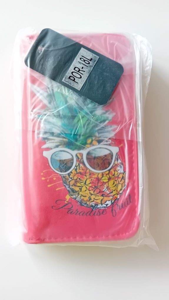 Nowy! Śliczny różowy portfelik "Ananas w okularach"