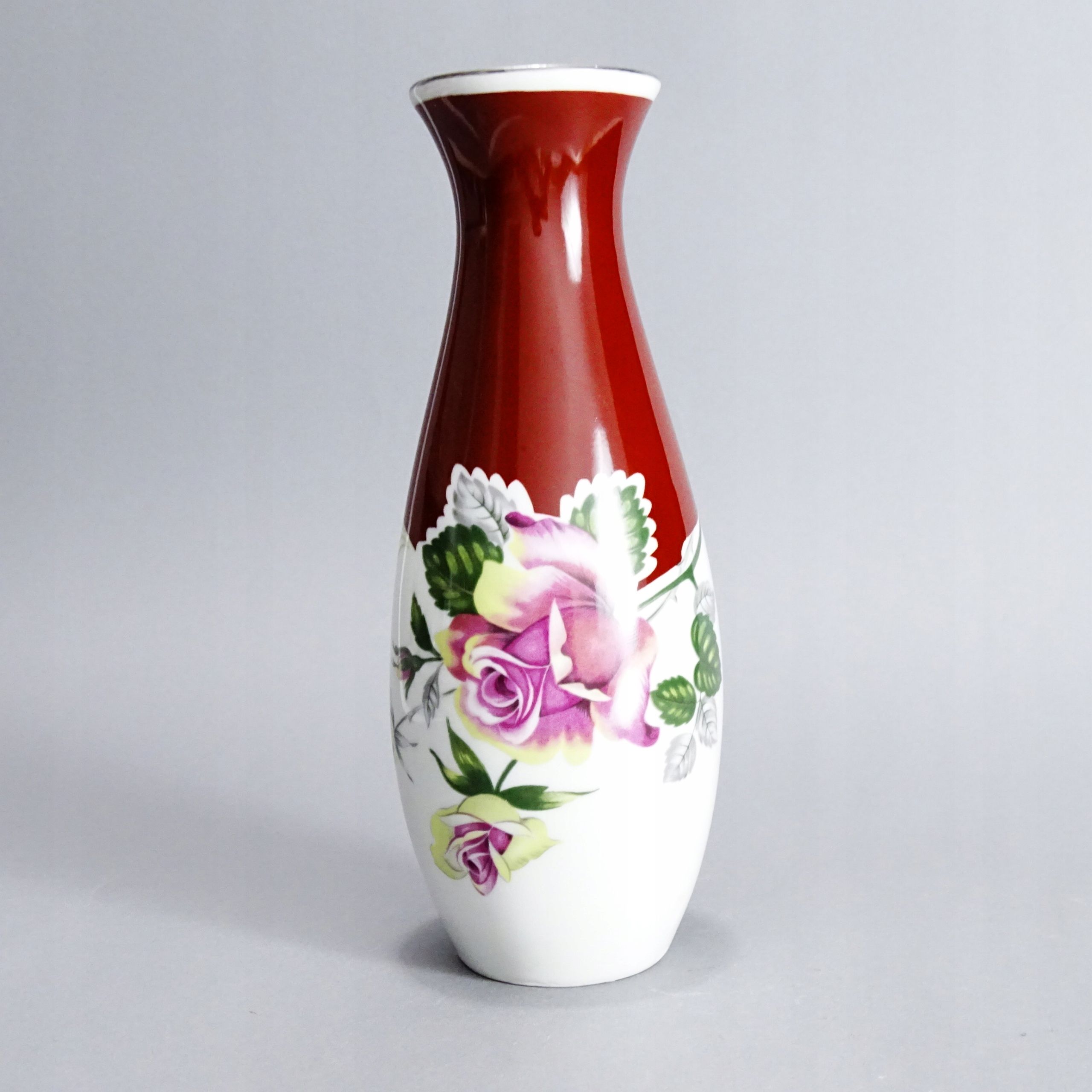 lata 60/70 wazon porcelanowy / kwiaty / róża