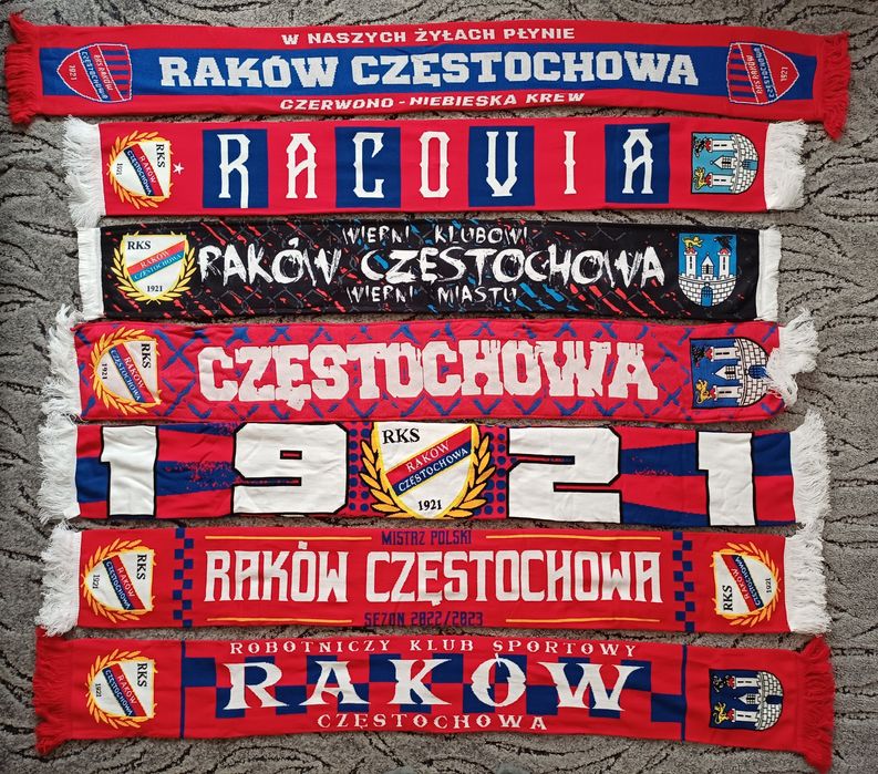 Szalik RKS Raków Częstochowa szaliki piłkarskie klubowe bdb stan 1921