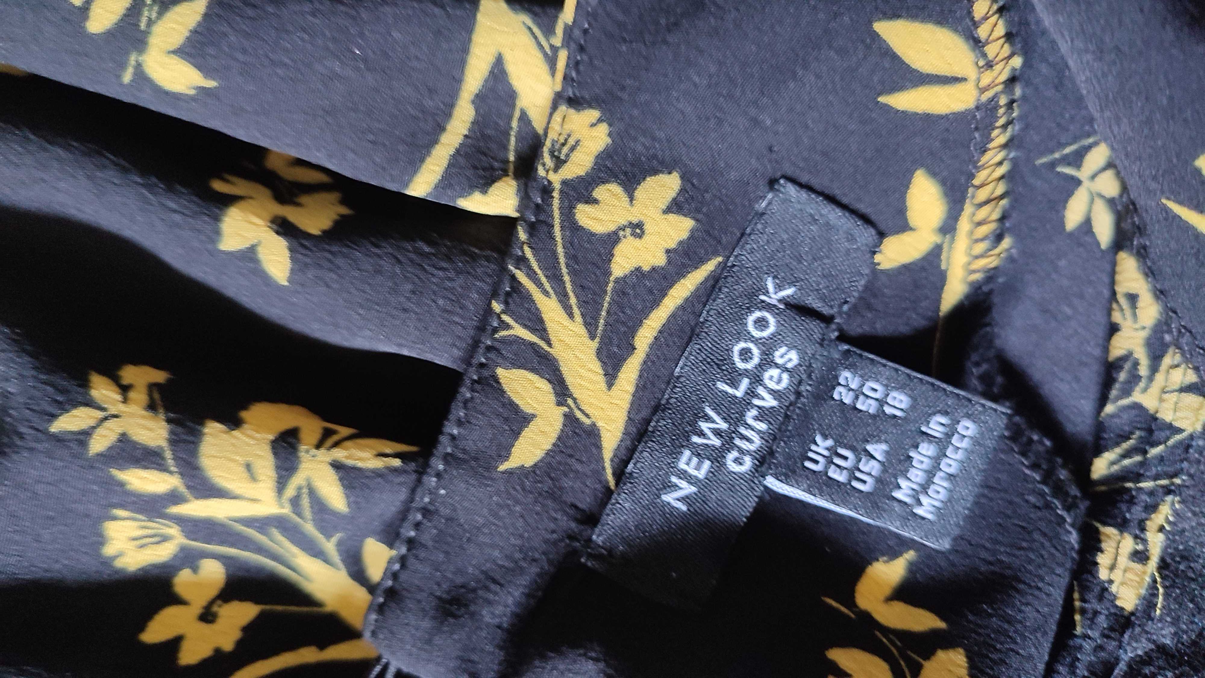 Sukienka krótka damska plus size w kwiaty we wzory rękaw3/4 rozmiar 50