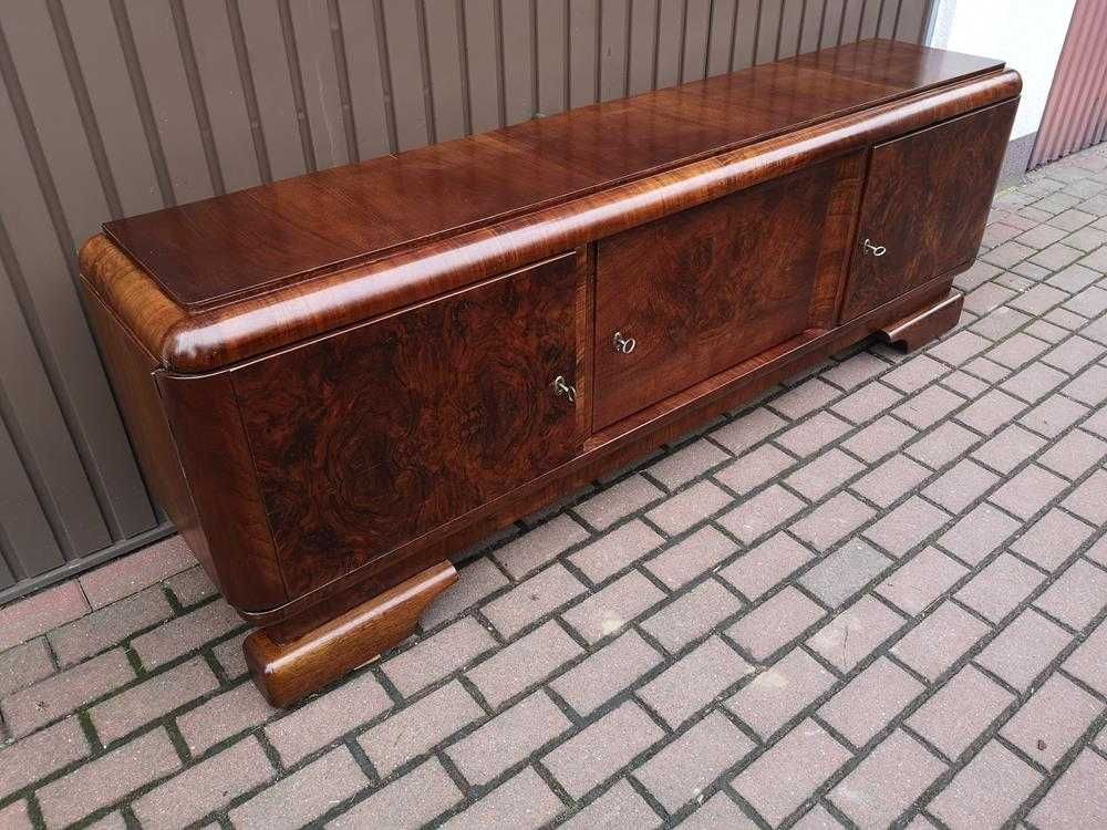 Komoda ART-DECO Solidna 200 Orzech RTV Niska Stara Antyk Po Renowacji.