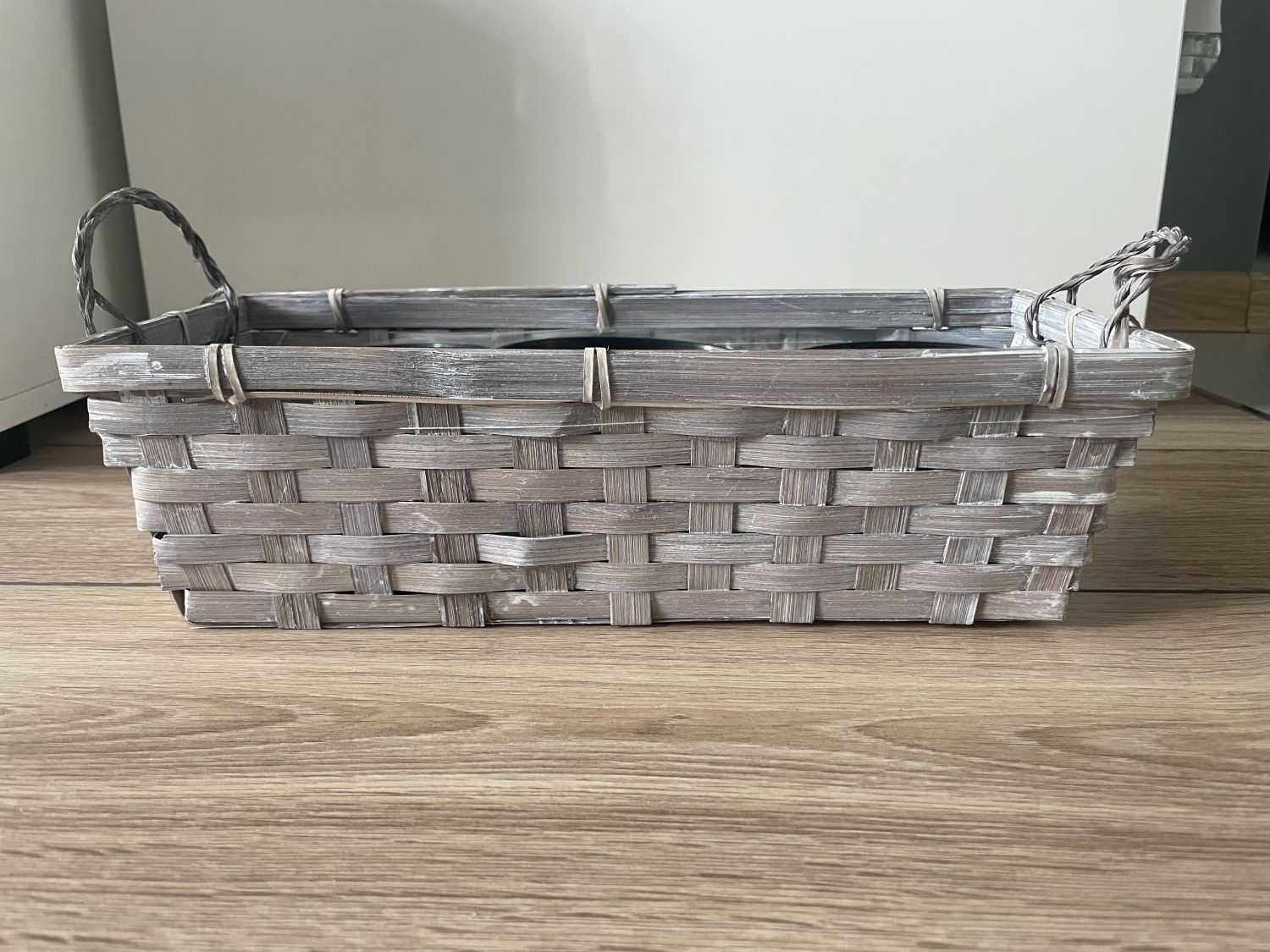 Prostokątne korytko wiklinowe osłonka 33 cm na kwiaty i zioła