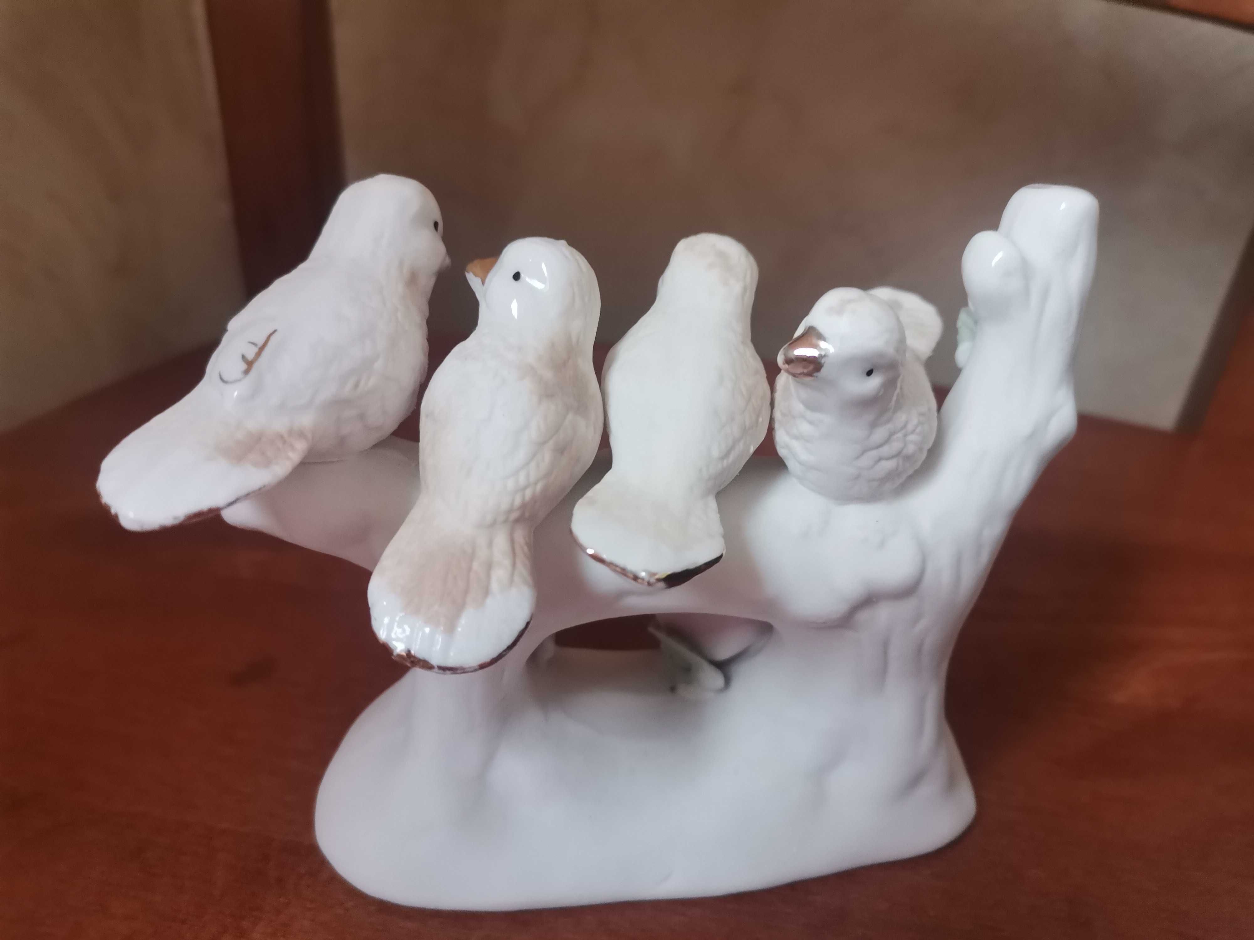 Ceramiczna figurka białe ptaszki