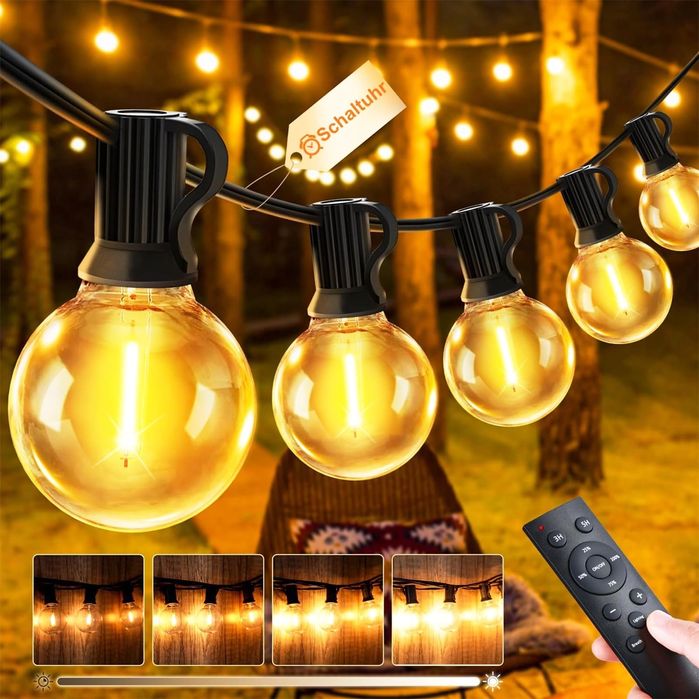 Lampki sznurkowe JEYMORKEY 15M z 18+1 żarówkami G40, IP44