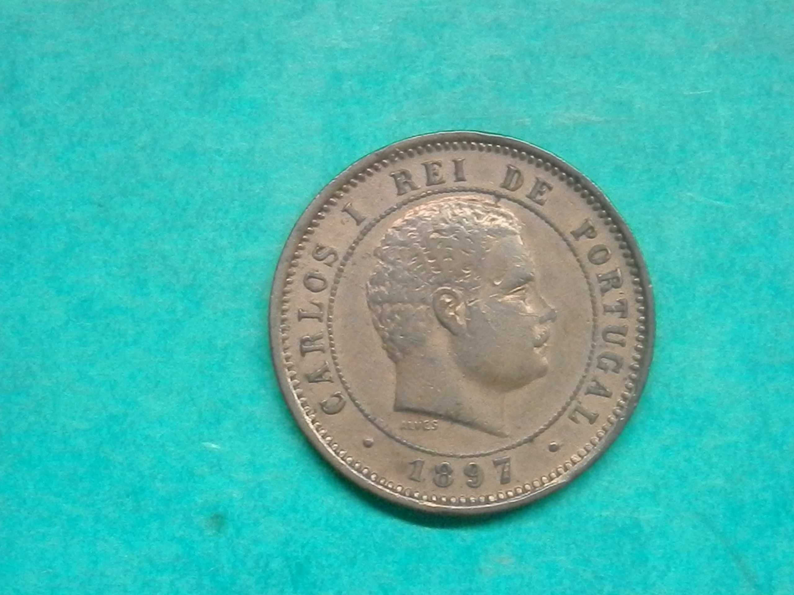 971 - Carlos I: 5 réis 1897 bronze, por 18,00