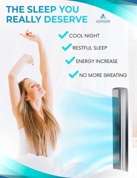 Ventilador de torre AERSON® 80 cm con mando a distancia ventilador ve