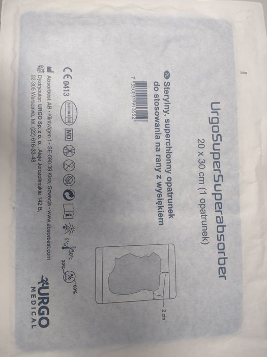 Urgo Super Superabsorber opatrunek do ran dużego wysięku 20x30 cm 1szt