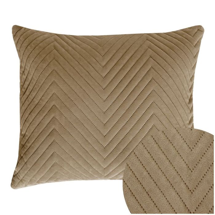 Poszewka na poduszę 50x60 Welurowa velvet pluszowa Jodełka Caden Beżow