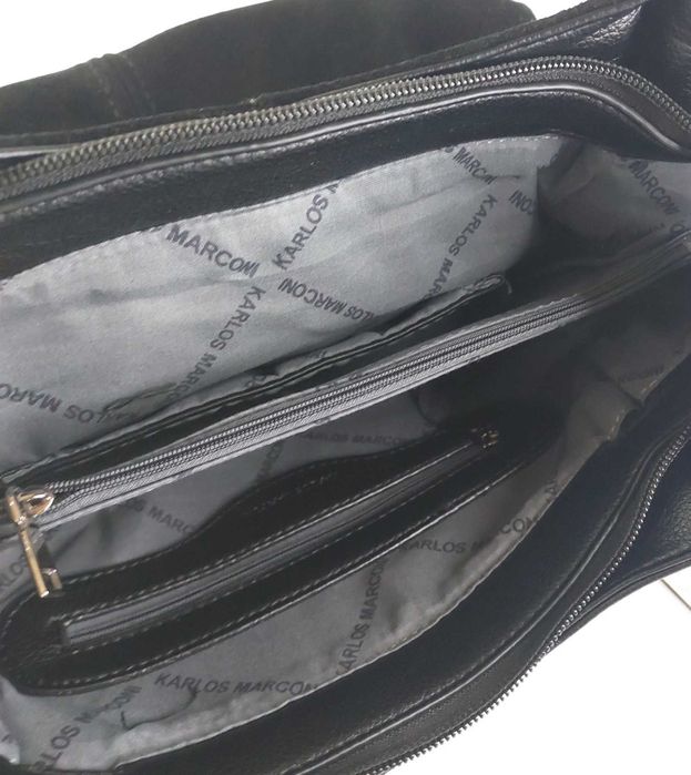 Сумка замшева з двома ручками велика чорна Karlos Marconi