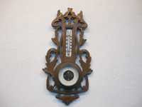 Zabytkowy barometr termometr drewniany rzeźbiony Niemcy, secesja
