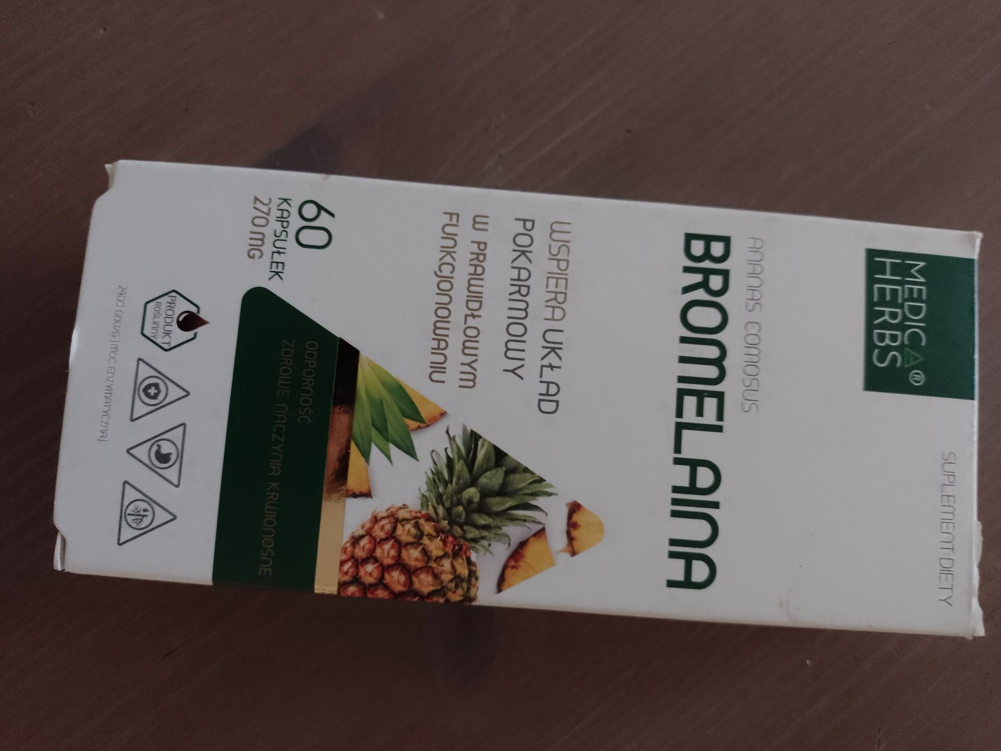 Tabletki Bromelaina enzym pół opakowania 32 tabletki Medica herbs dobr