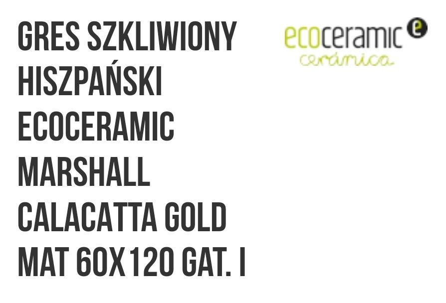 Ecoceramic MARSHALL CALACATTA GOLD mat 60x120 gat. I