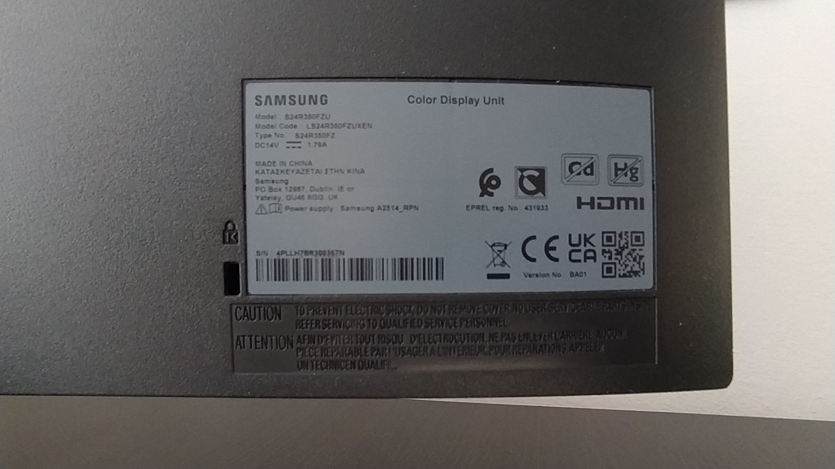 Monitor Samsung 24" R350 (LS24R350FZUXEN)