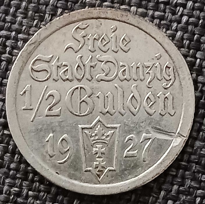 1/2 Guldena Wolne Miasto Gdańsk 1927 r. - rzadkość-około mennicze
