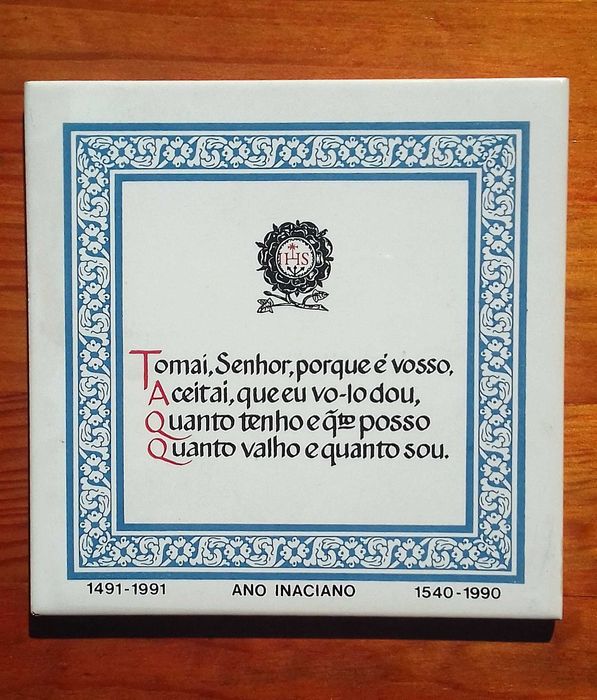 Azulejo Inaciano.Oração St Inácio. Cerámic Constância 1991 Ed Limitada