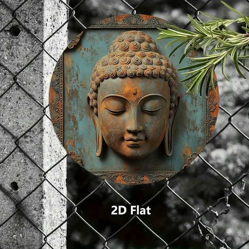 Металлическая табличка Лик Будды с 3D-эффектом Декор для медитации