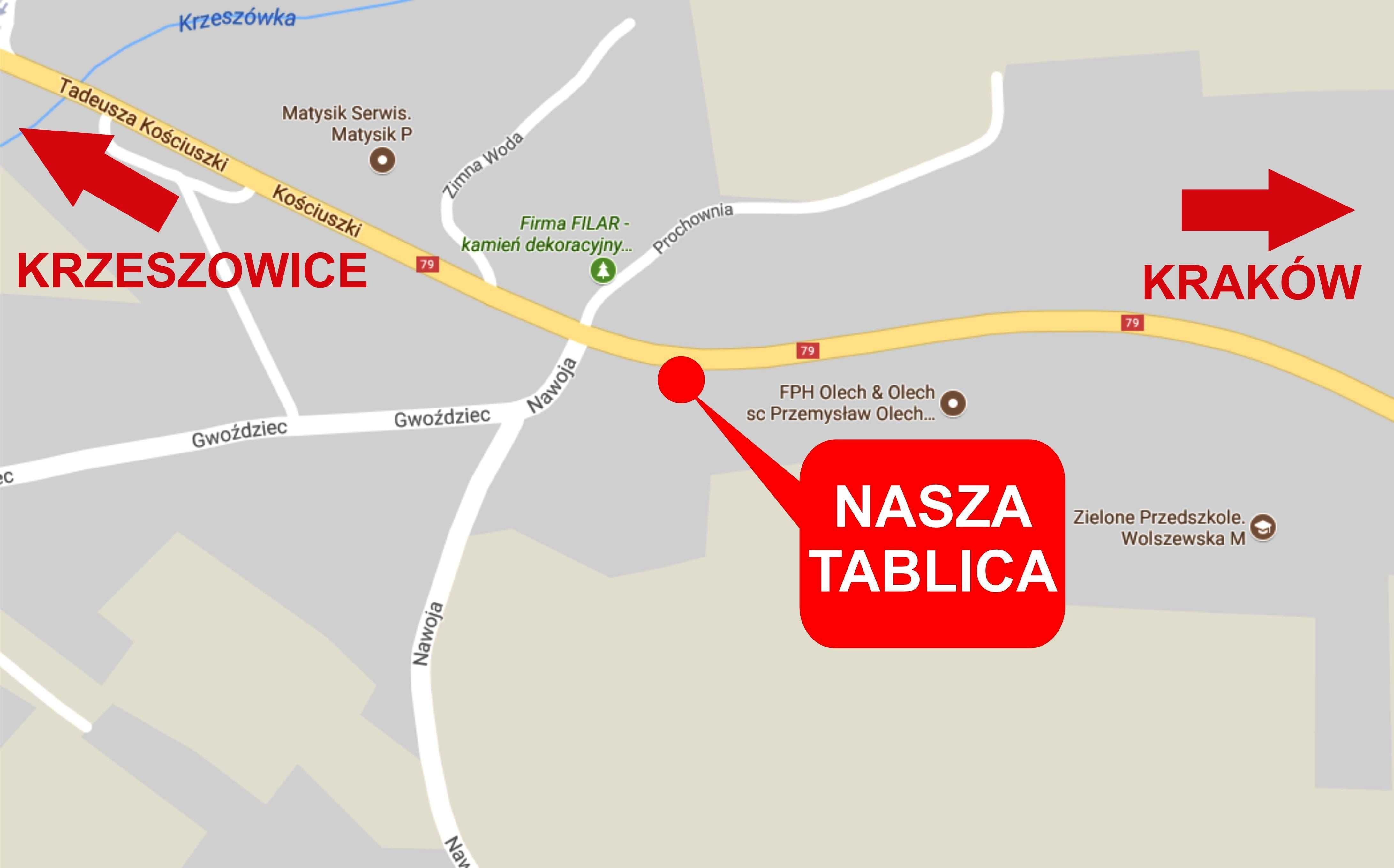 Miejsce na tablicy reklamowej przy DK79, podświetlona - dwustronna
