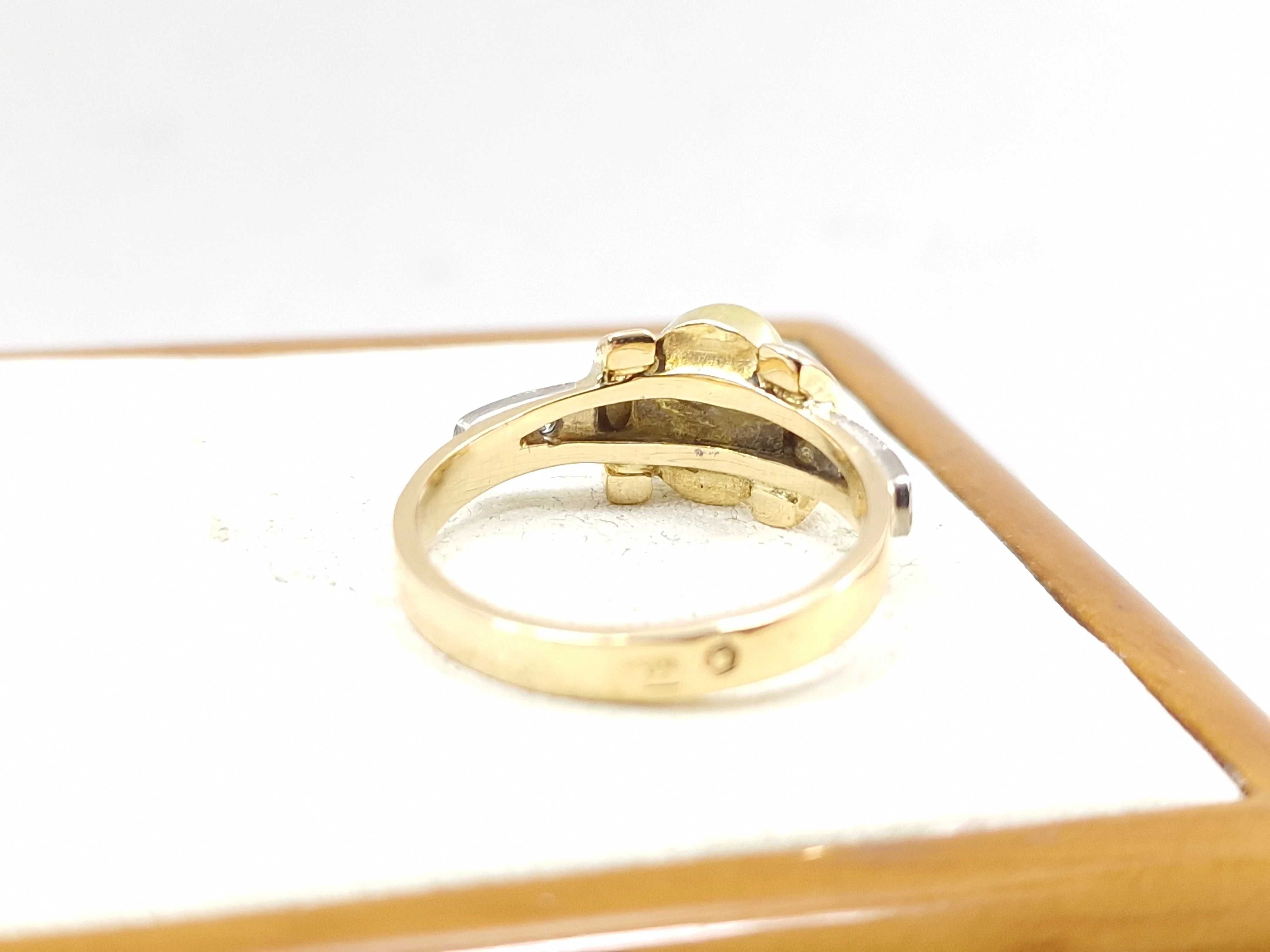 Śliczny złoty pierścionek OPAL z dwoma brylantami P583 R14 4,30G