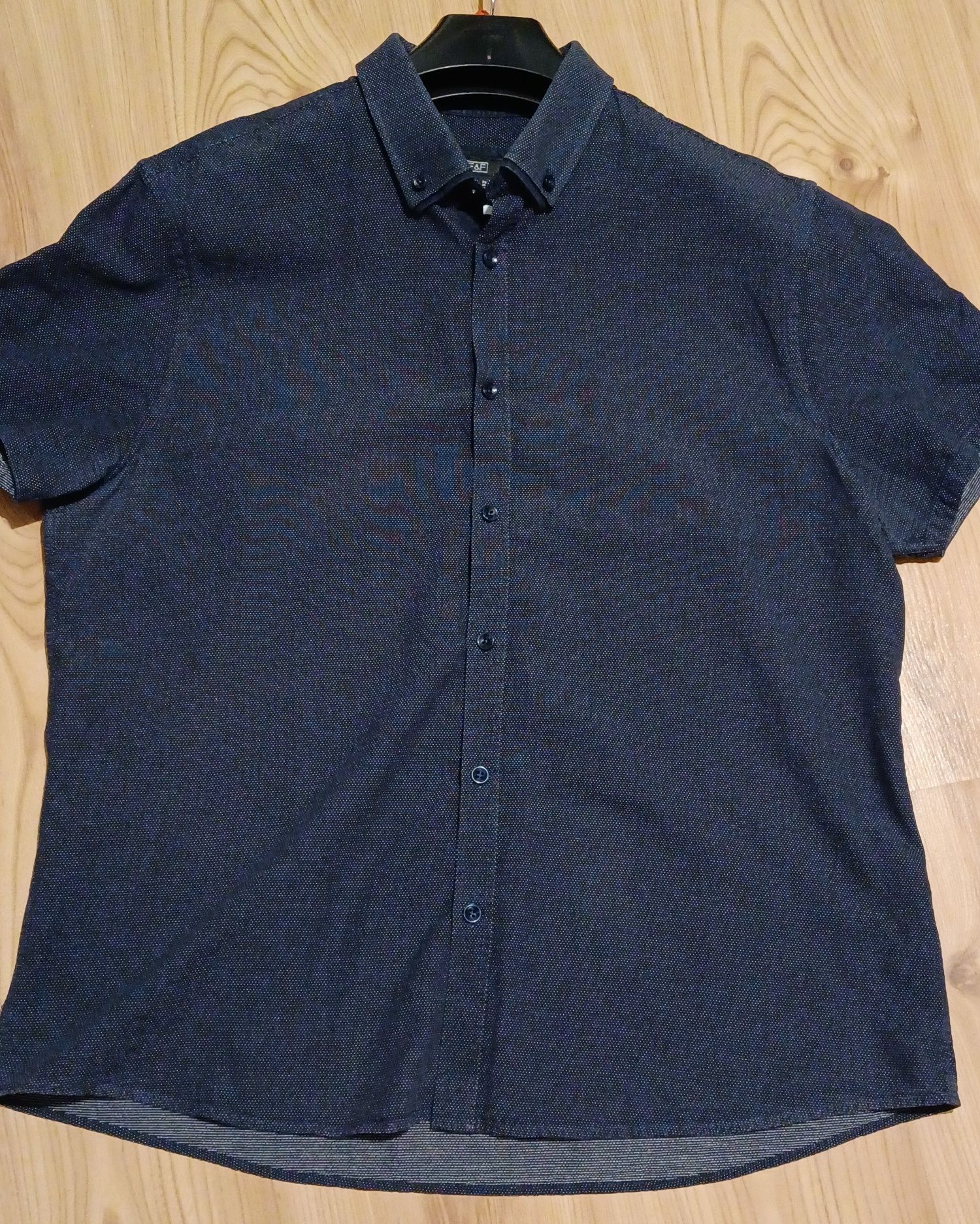 Granatowa koszula z krótkim rękawem męska rozmiar XL F&F Stan bdb