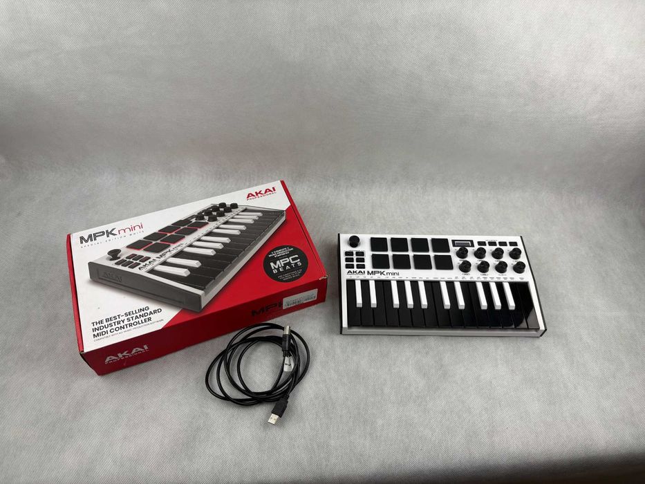 Klawiatura sterująca usb Akai MPK mini MK3 biało czarna