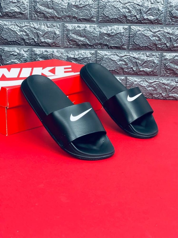 Мужские шлепанцы Nike Пляжные резиновые черные шлепки Найк 36-45