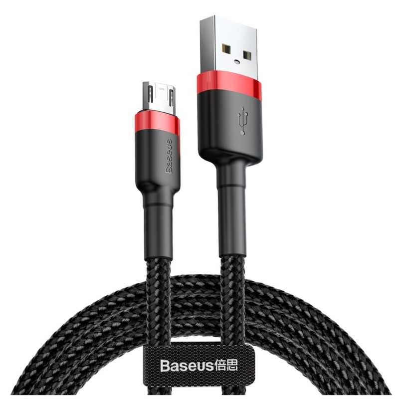 Kabel Nylonowy Baseus Cafule Micro-USB 2A czarny/czerwony 3m