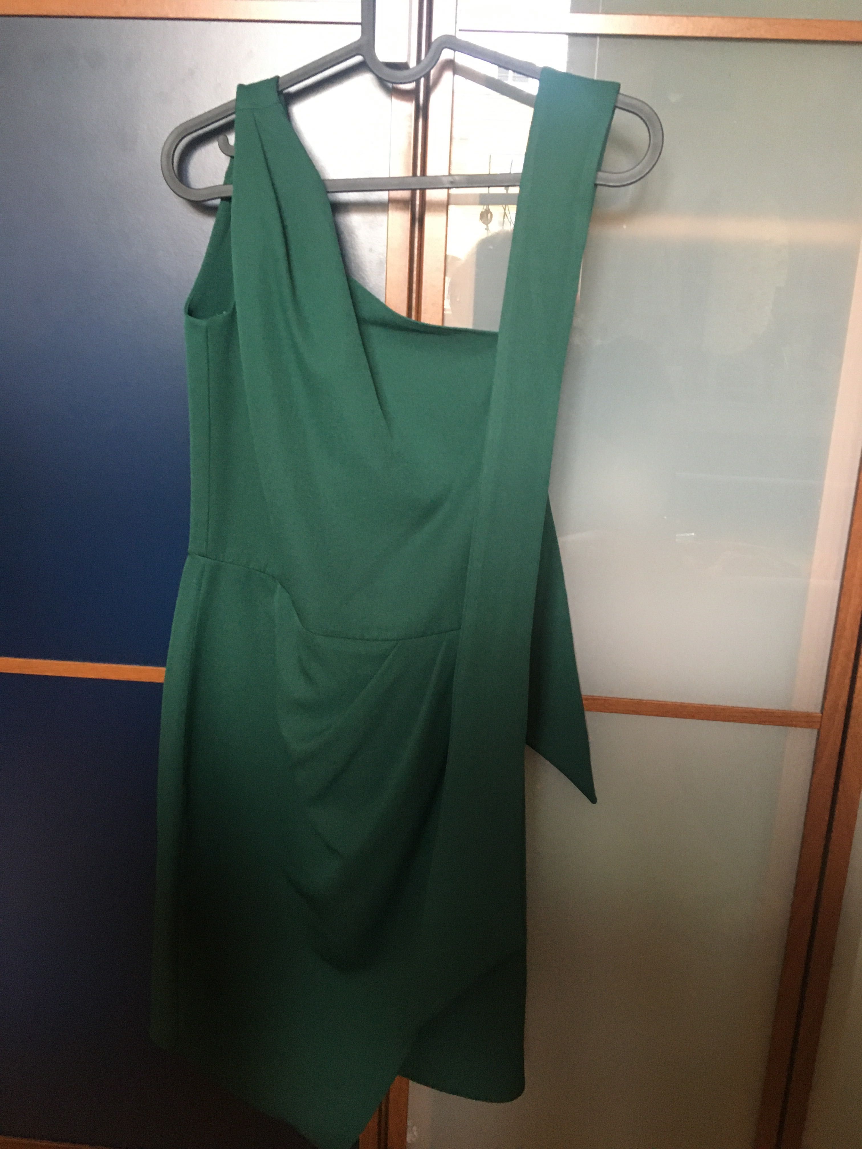 Butelkowa, zielona dopasowana sukienka na wesele xs