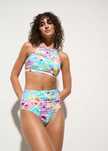 B.P.C wielokolorowe bikini bustier z figami wysoki stan r.48