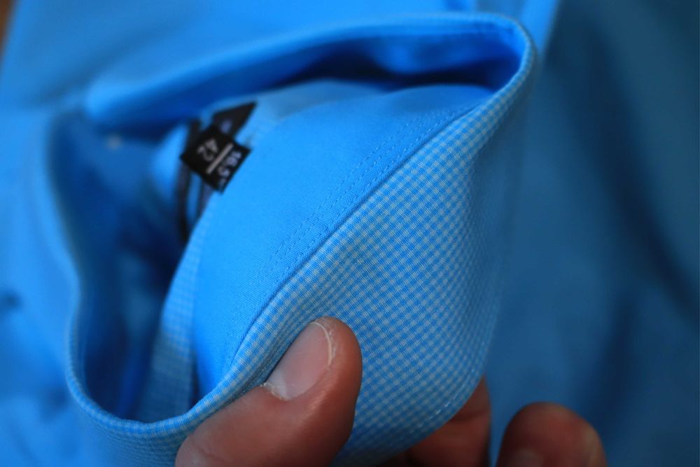 Koszula Olymp r. 42 męska nieb dł rękaw w kratkę bawełna