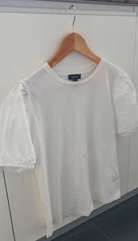 Bluzka t-shirt koszulka bawełniana z bufiastymi rękawami biała